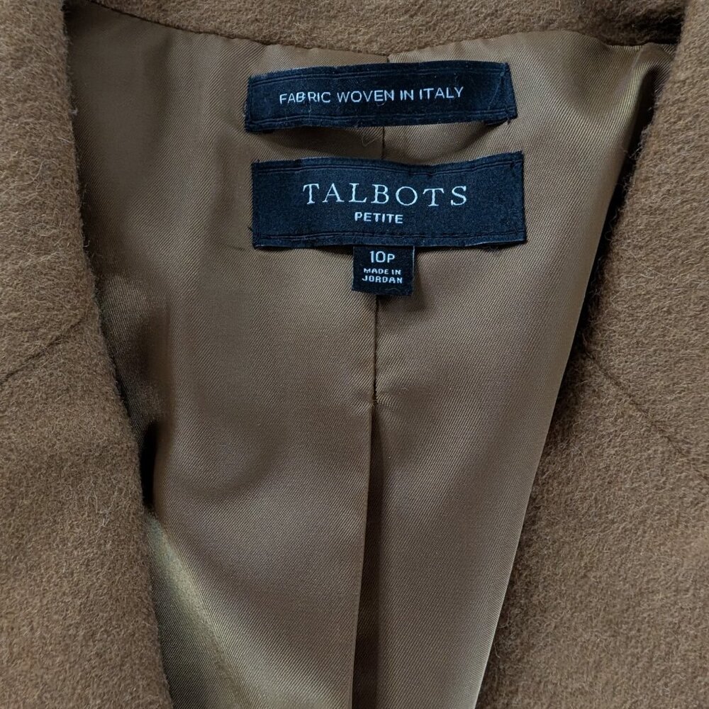 Talbots Tan Brushed Italian Wool Long Button Front Blazer Corpcore - Picture 7 of 9